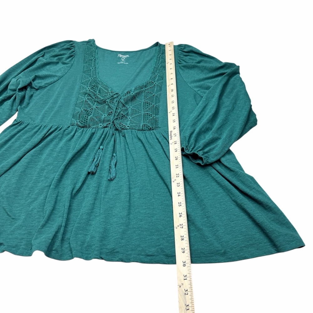 Torrid Teal Lace Detail Blouse - Picture 3 of 7